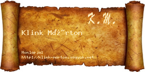 Klink Márton névjegykártya