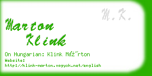marton klink business card